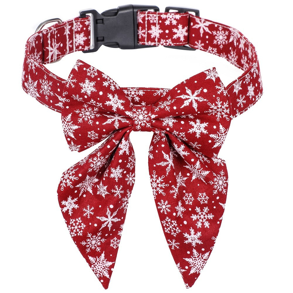 JMT-816650 Festive Plaid Dog Collar Bow Tie for Christmas – Red, Green, and Snowflake Designs