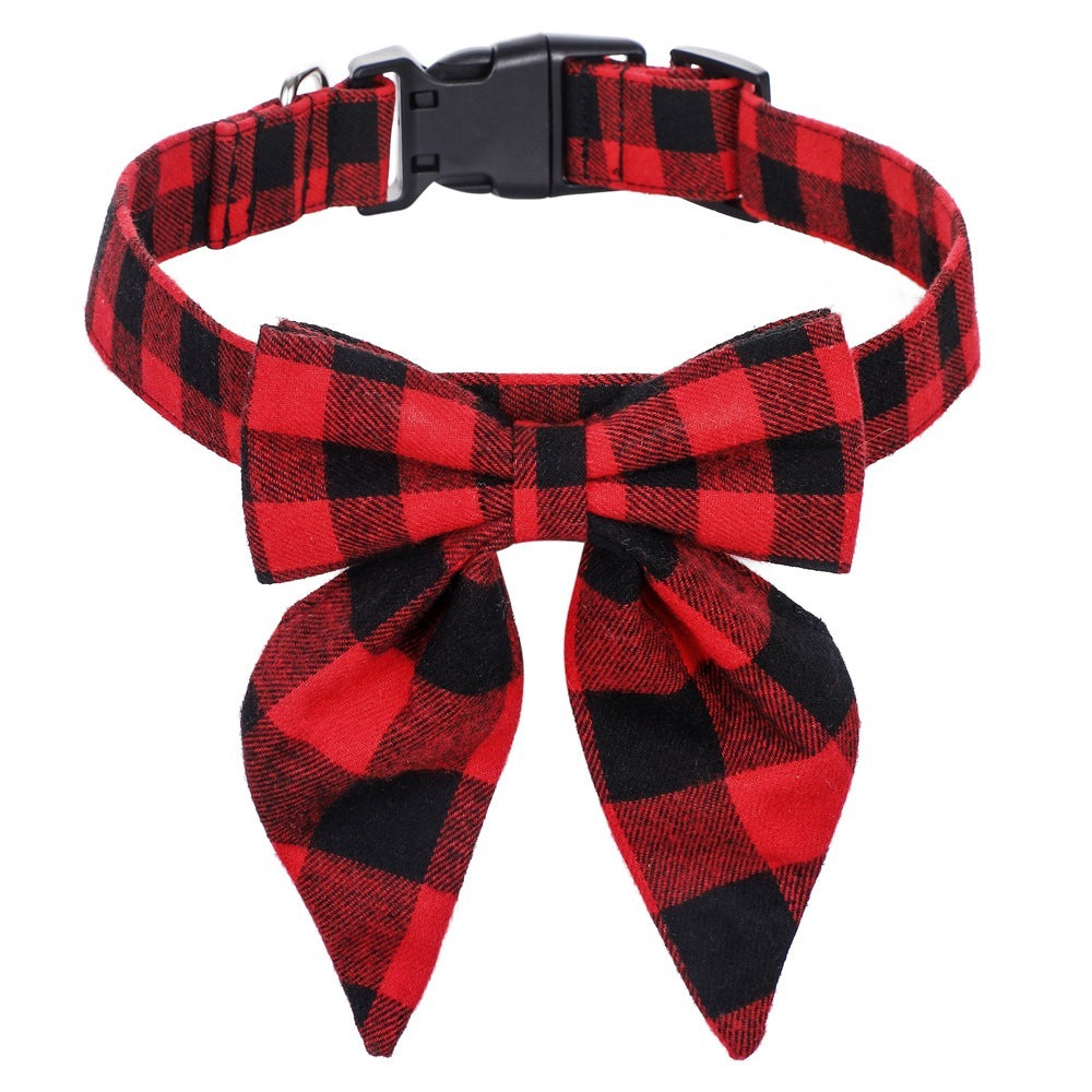 JMT-816650 Festive Plaid Dog Collar Bow Tie for Christmas – Red, Green, and Snowflake Designs