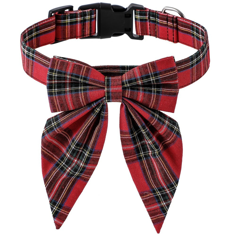 JMT-816650 Festive Plaid Dog Collar Bow Tie for Christmas – Red, Green, and Snowflake Designs