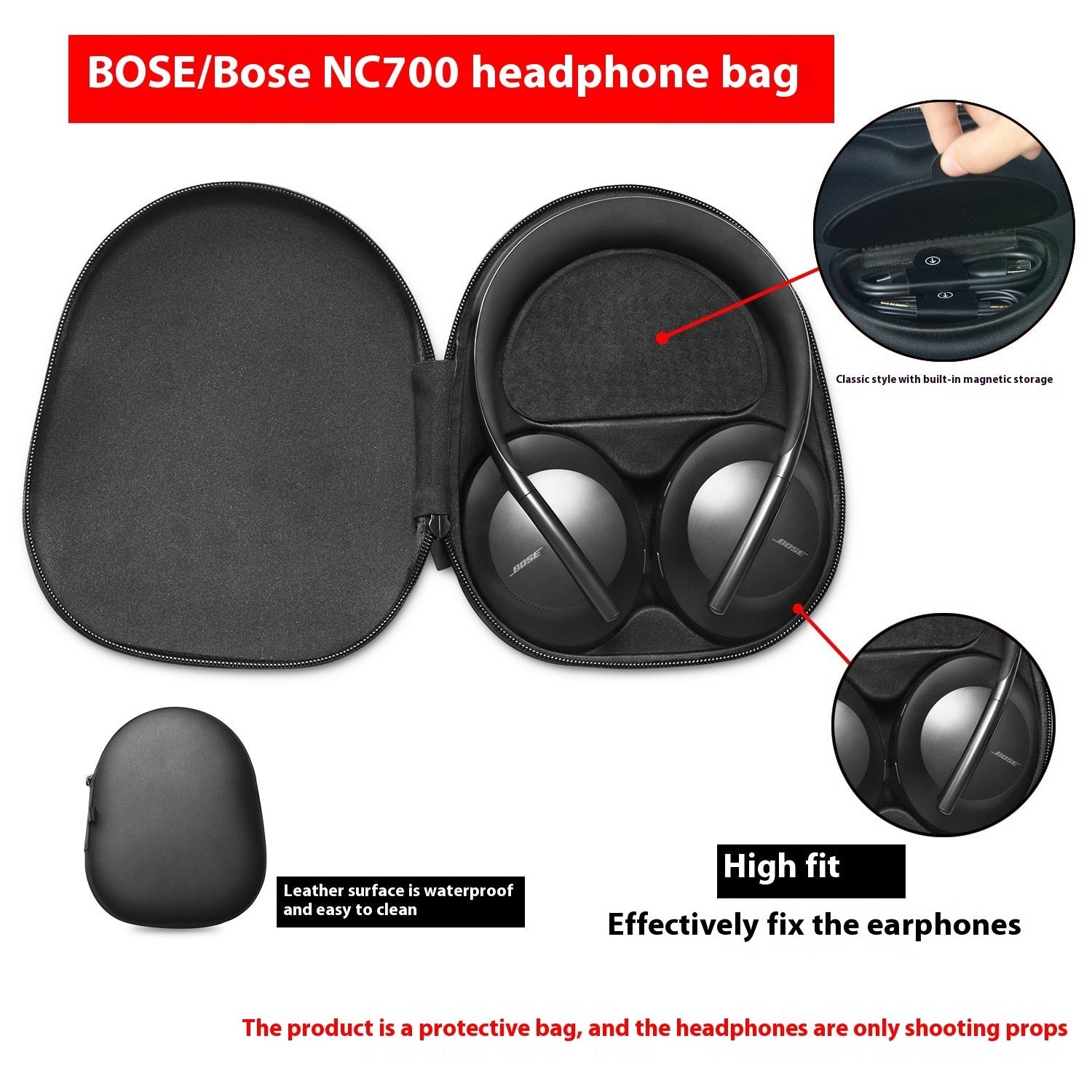 JMT-818122 NC700 Bluetooth Headset Protective Storage Bag - Black, Compatible with Noise Reduction Headset 700