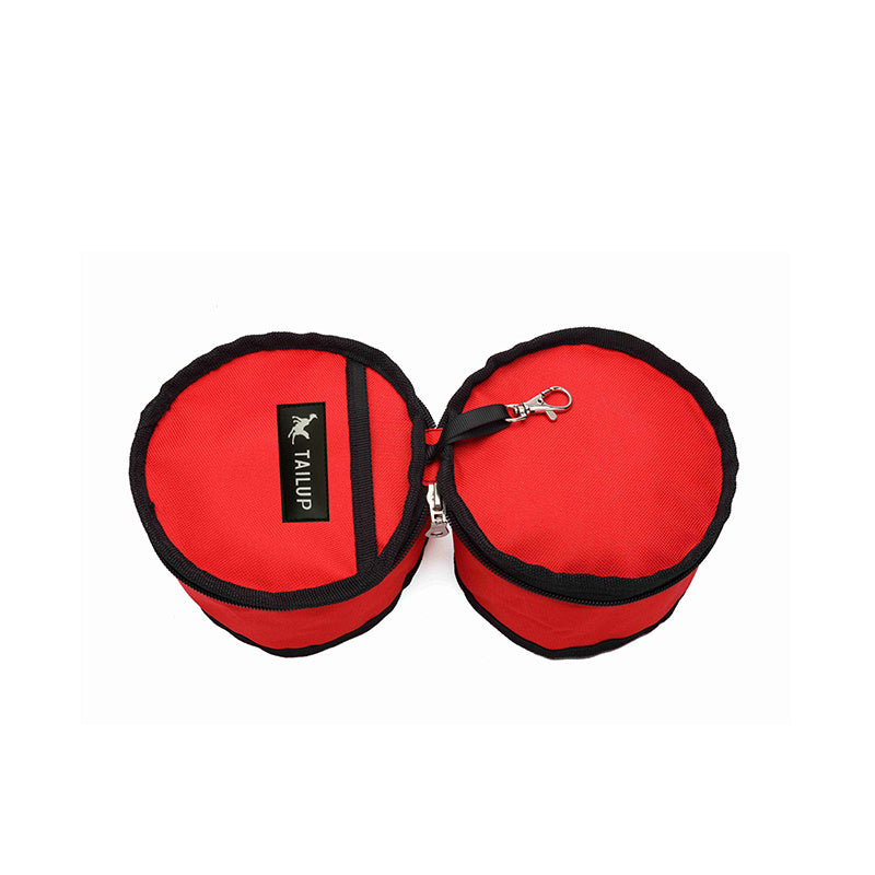 JMT-818314 Portable Folding Double Pet Bowl - Waterproof Oxford Cloth, Travel-Friendly Design, Compact Storage
