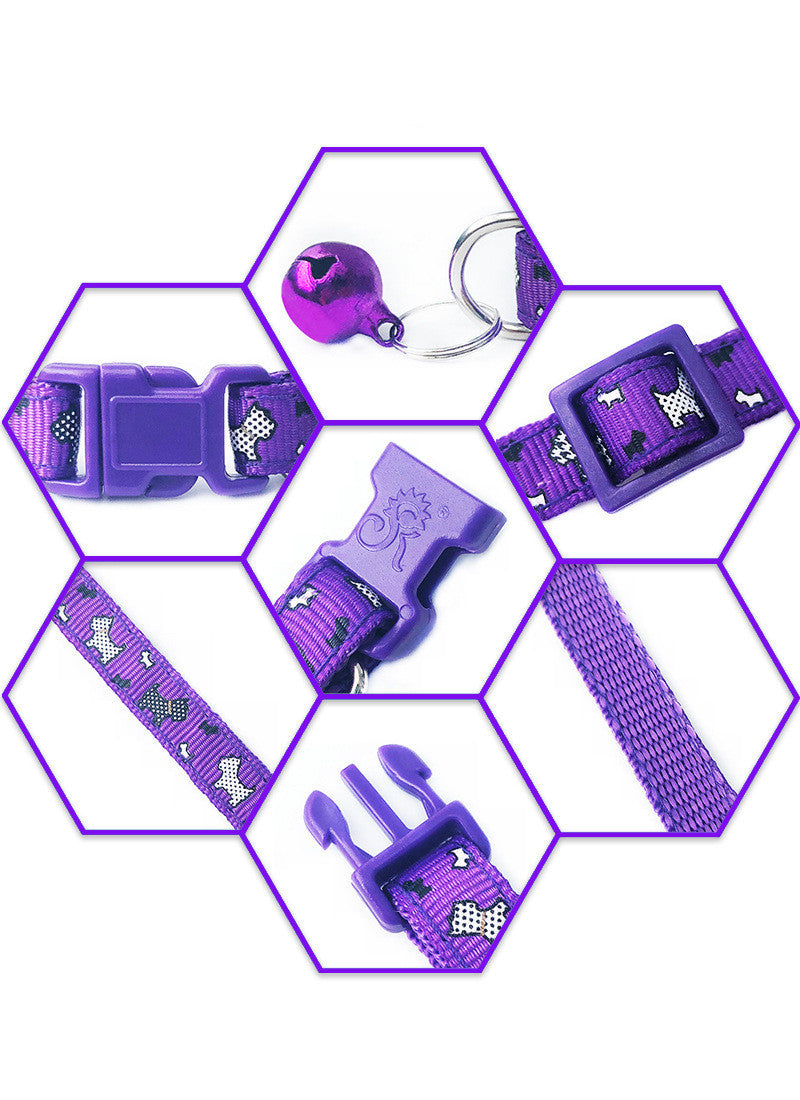 JMT-818954 Cartoon Pattern Adjustable Dog and Cat Collar - 1.0cm Width, 19-32cm Adjustable Range
