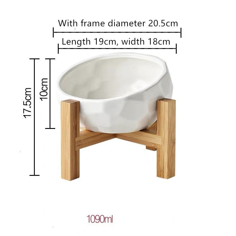 JMT-819466 Ceramic Pet Bowl with Oblique Mouth Design - Large Capacity Water and Rice Bowl in Pink, White, and Blue