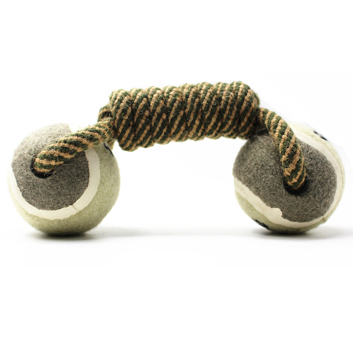 JMT-819594 Cotton Rope Dumbbell Toy with Elastic Rubber Ball for Dogs