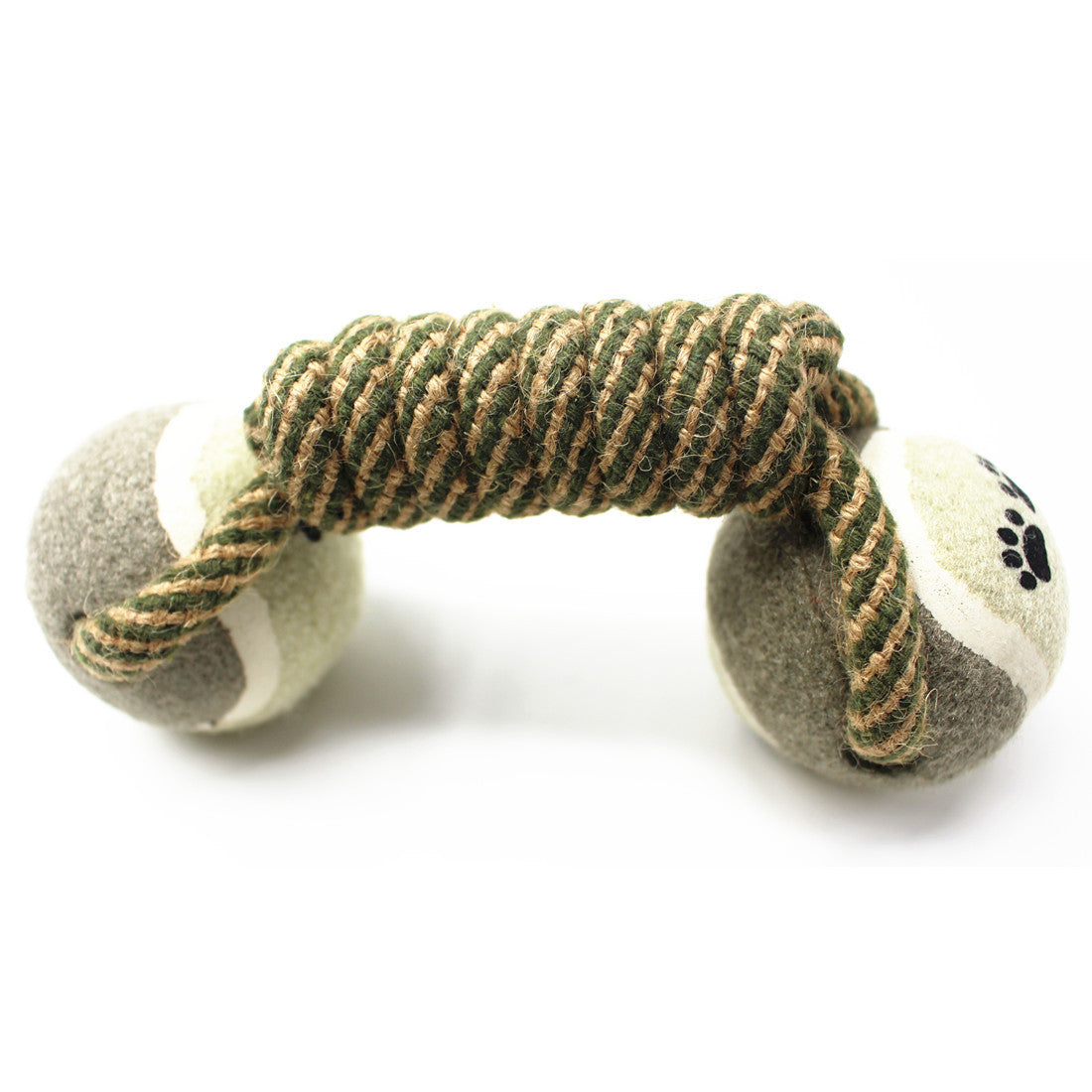 JMT-819594 Cotton Rope Dumbbell Toy with Elastic Rubber Ball for Dogs