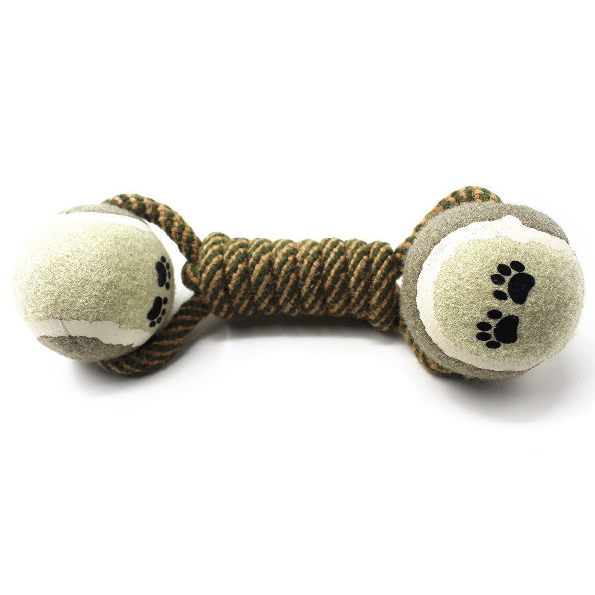 JMT-819594 Cotton Rope Dumbbell Toy with Elastic Rubber Ball for Dogs