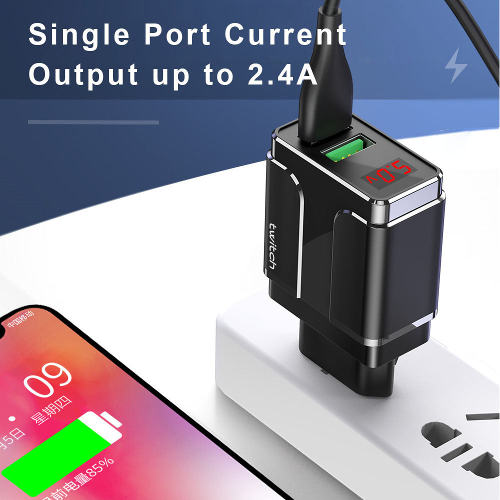 JMT-819978 Dual USB Smart Charger 10.5W for European and American Outlets, 2.4A Max Output
