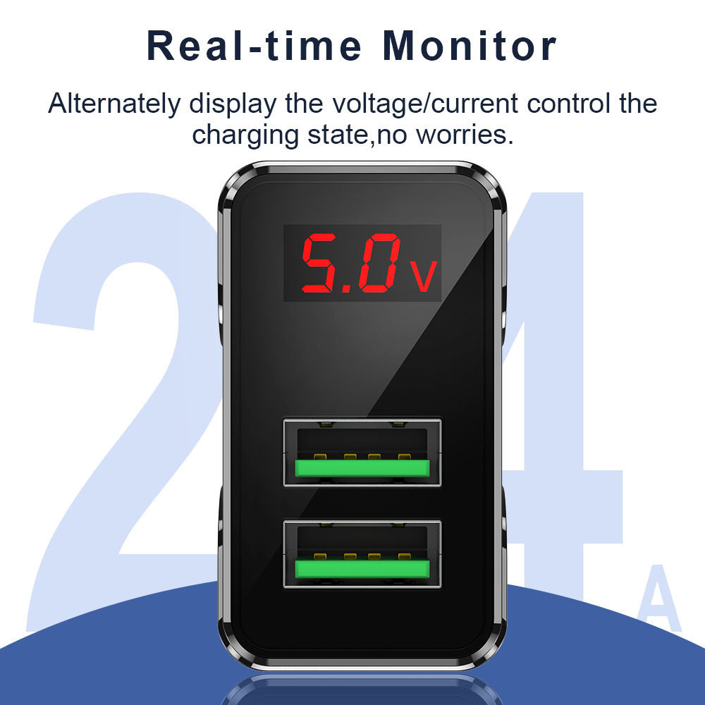 JMT-819978 Dual USB Smart Charger 10.5W for European and American Outlets, 2.4A Max Output