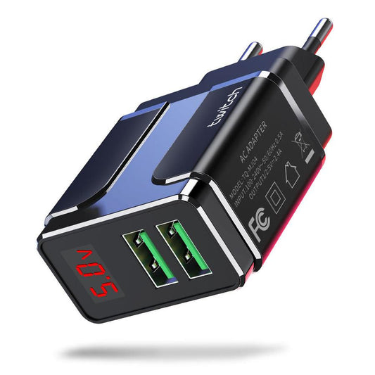 JMT-819978 Dual USB Smart Charger 10.5W for European and American Outlets, 2.4A Max Output