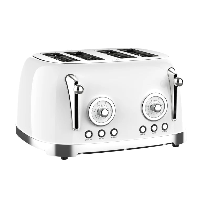 JMT-820106 Retro 4-Slice Electric Toaster with Dust Cover for Breakfast Bread Making