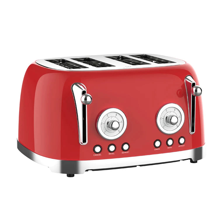 JMT-820106 Retro 4-Slice Electric Toaster with Dust Cover for Breakfast Bread Making