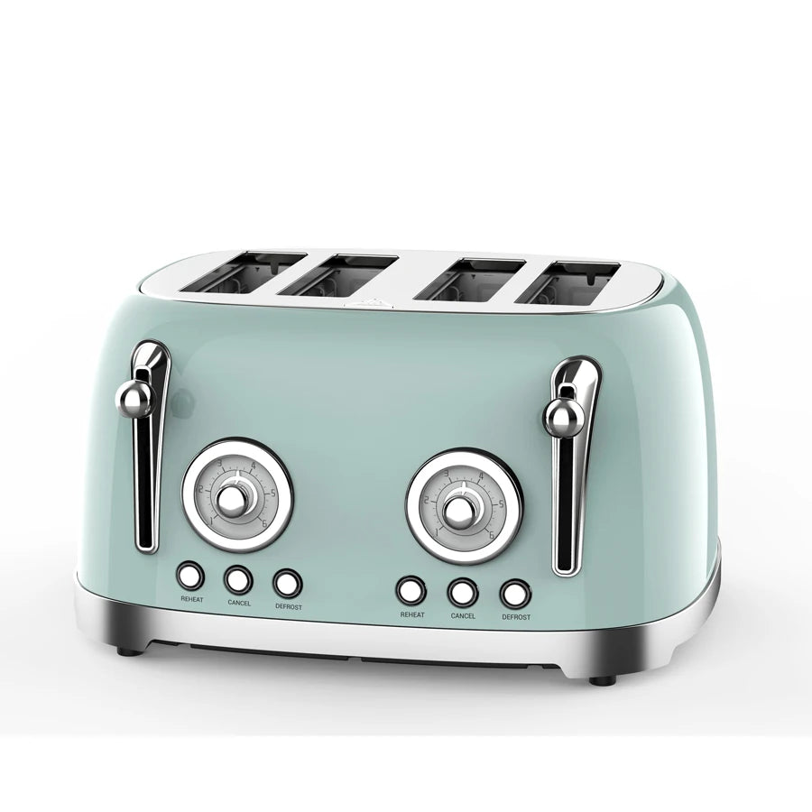 JMT-820106 Retro 4-Slice Electric Toaster with Dust Cover for Breakfast Bread Making