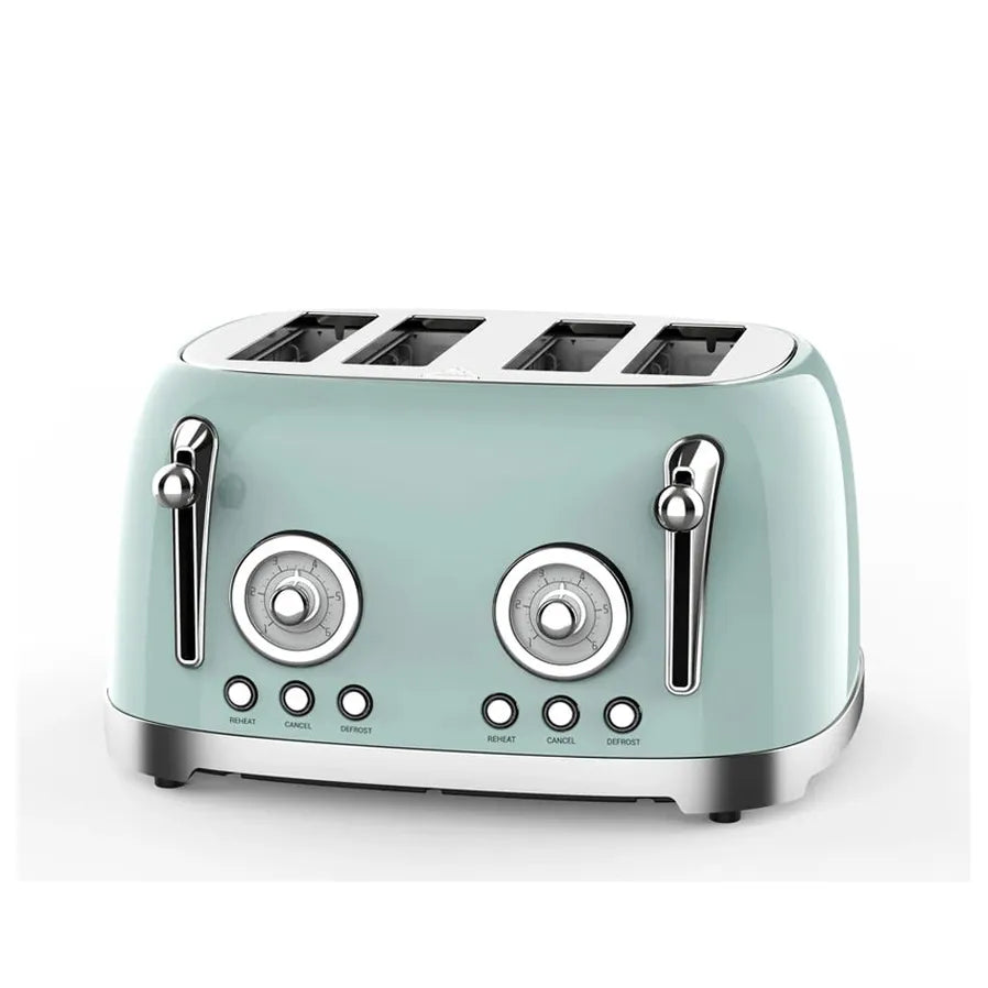 JMT-820106 Retro 4-Slice Electric Toaster with Dust Cover for Breakfast Bread Making