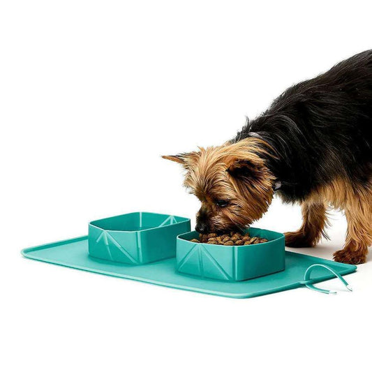 JMT-820618 Silicone Folding Pet Bowl with Non-Slip Base – Black and Blue