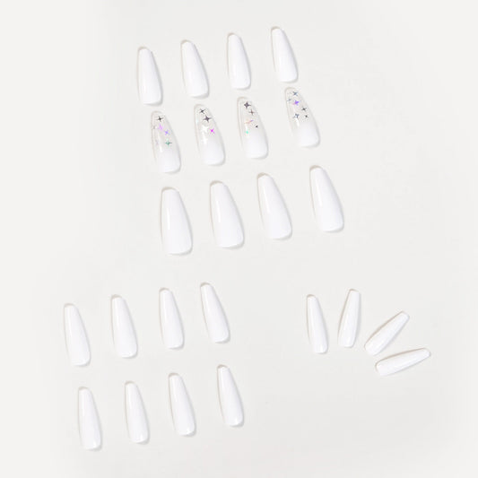 JMT-820746 Waterproof Nail Art Patches - 24 Removable Fake Nail Pieces, Size 10x30mm