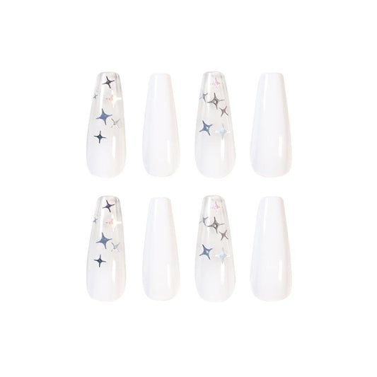 JMT-820746 Waterproof Nail Art Patches - 24 Removable Fake Nail Pieces, Size 10x30mm