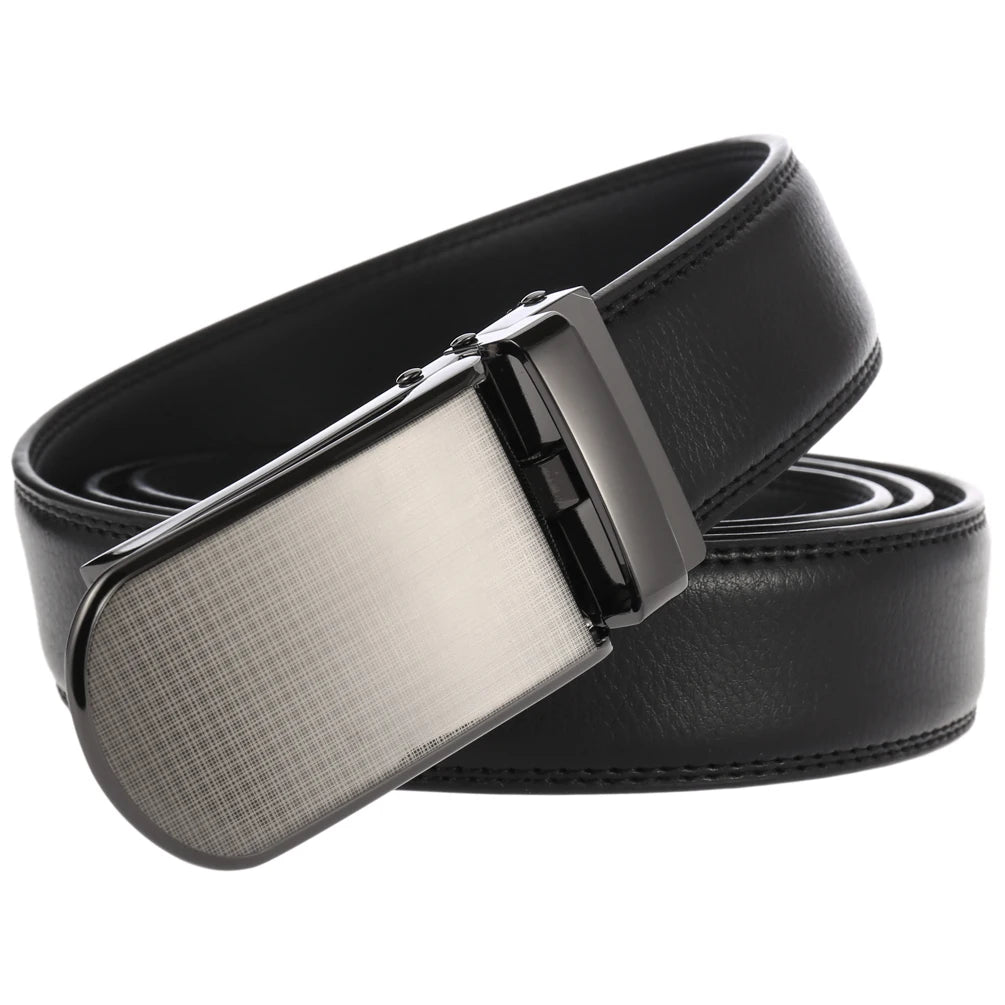 JMT-821194 Men's Cowhide Trousers Belt with Automatic Buckle, 3.0CM Width