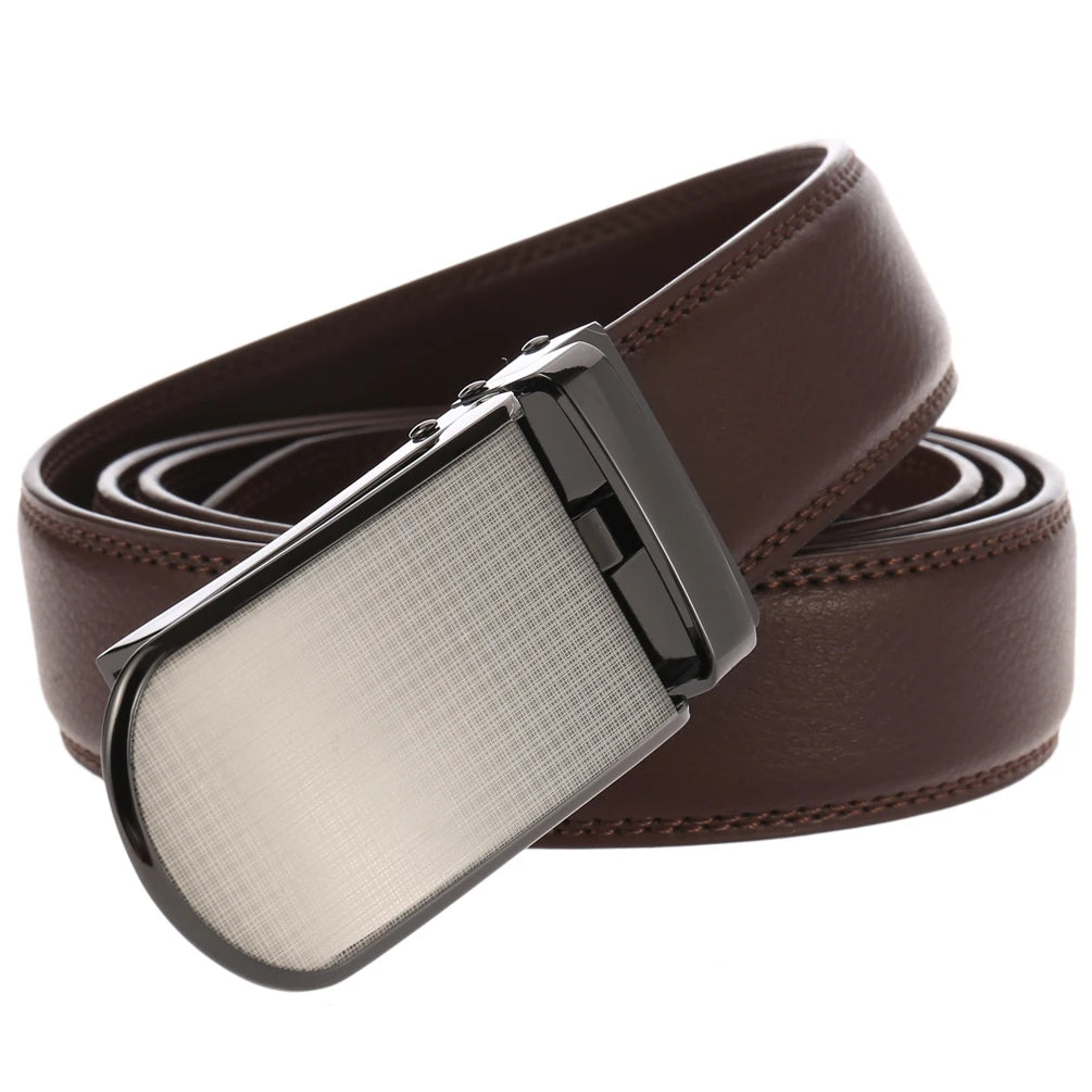 JMT-821194 Men's Cowhide Trousers Belt with Automatic Buckle, 3.0CM Width