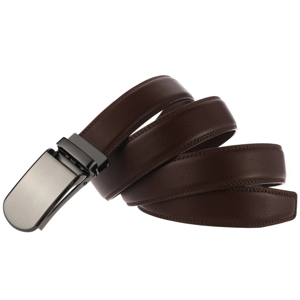 JMT-821194 Men's Cowhide Trousers Belt with Automatic Buckle, 3.0CM Width