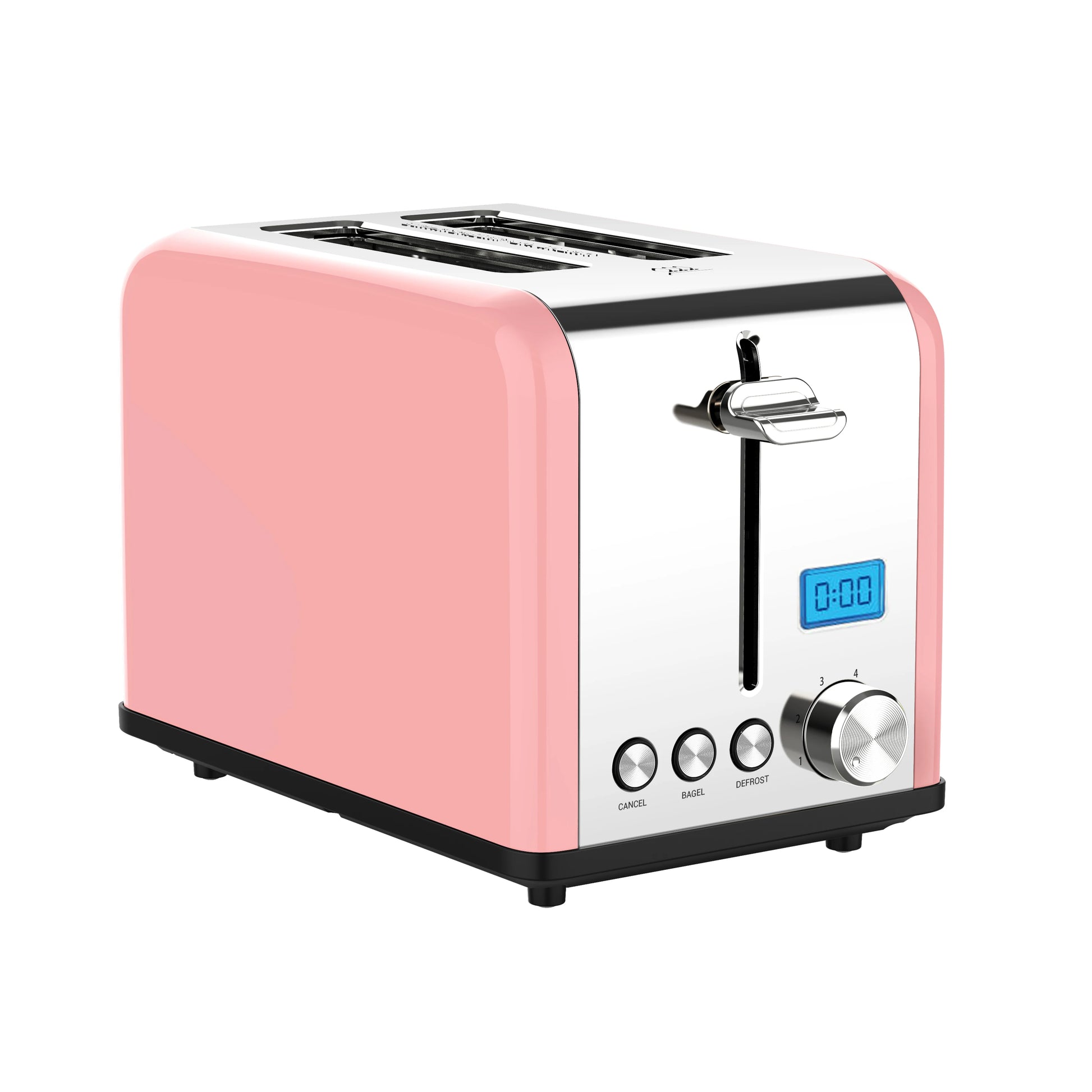 JMT-821258 Stainless Steel 2-Slice Electric Toaster with LCD Display and Grill Function