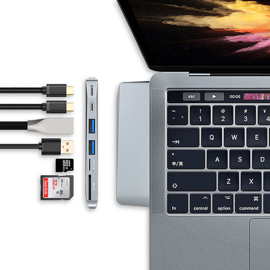 JMT-821386 8-in-1 USB 3.0 Card Reader Hub for MacBook Pro (2015-2018) with Dual USB-C, 5K Resolution, and PD 3.0 Charging