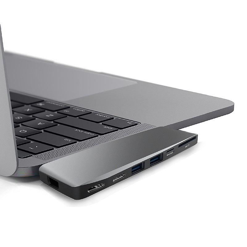 JMT-821386 8-in-1 USB 3.0 Card Reader Hub for MacBook Pro (2015-2018) with Dual USB-C, 5K Resolution, and PD 3.0 Charging
