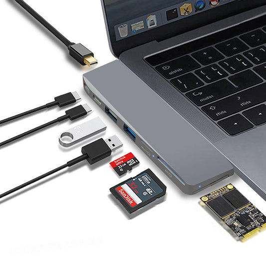 JMT-821386 8-in-1 USB 3.0 Card Reader Hub for MacBook Pro (2015-2018) with Dual USB-C, 5K Resolution, and PD 3.0 Charging