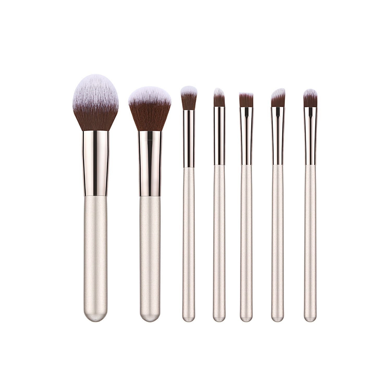 JMT-821578 Champagne Gold Wooden Handle Makeup Brush Set - 7, 9, or 10 Brushes Available