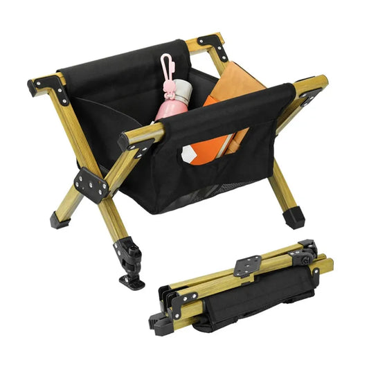JMT-821642 Portable Wooden Grain Outdoor Camping Ice Cooler Stand with Pocket Bag, 80kg Capacity