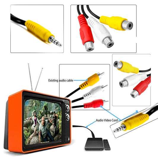 JMT-821770 3.5mm Female to RCA Composite AV Cable for Audio and Video Connection