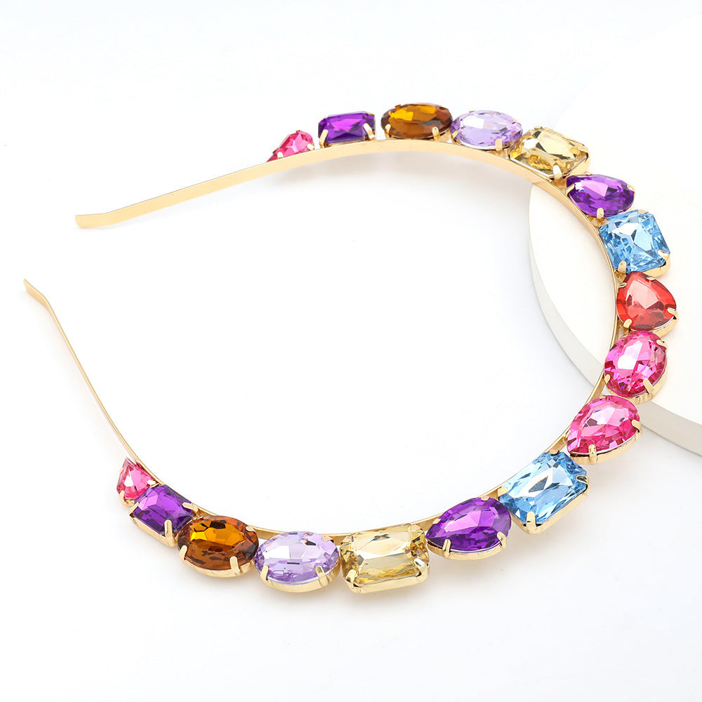 JMT-822282 Elegant Double Alloy Inlaid Drill Women's Headband for Special Occasions