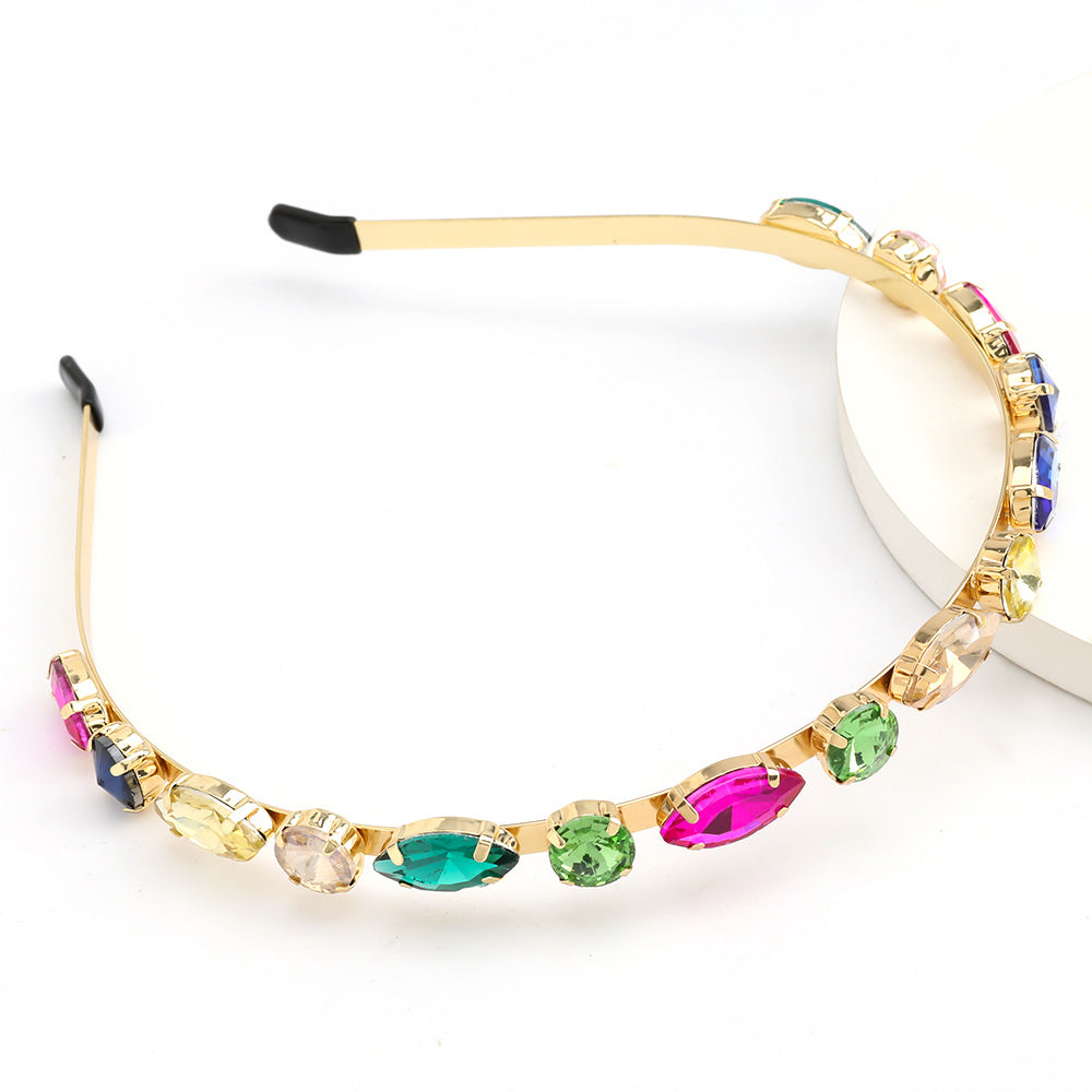 JMT-822282 Elegant Double Alloy Inlaid Drill Women's Headband for Special Occasions