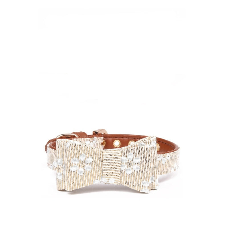 JMT-822410 Floral Pattern Dog Bow Collar & Leash Set - Multiple Size Options Available