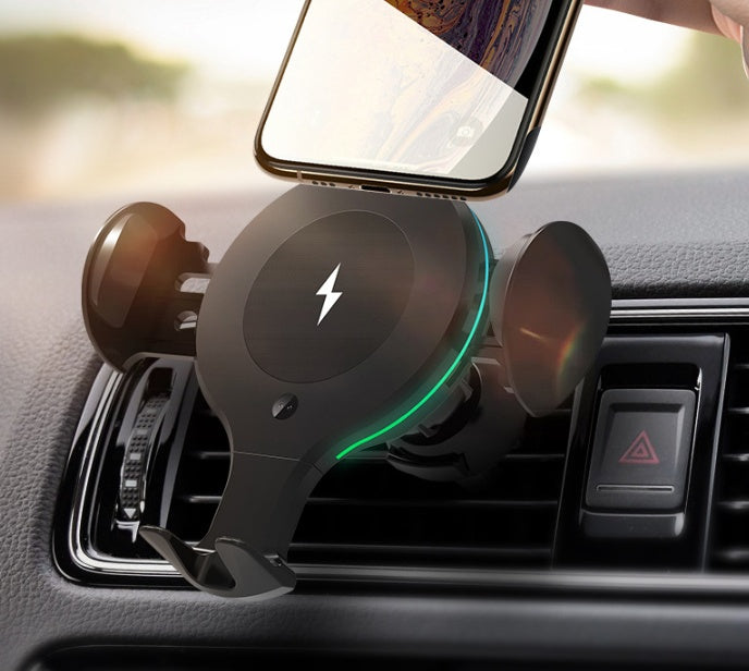 JMT-822602 Wireless Car Charger with Infrared Sensor and RGB Light - Mobile Phone Holder (QI-Compliant)