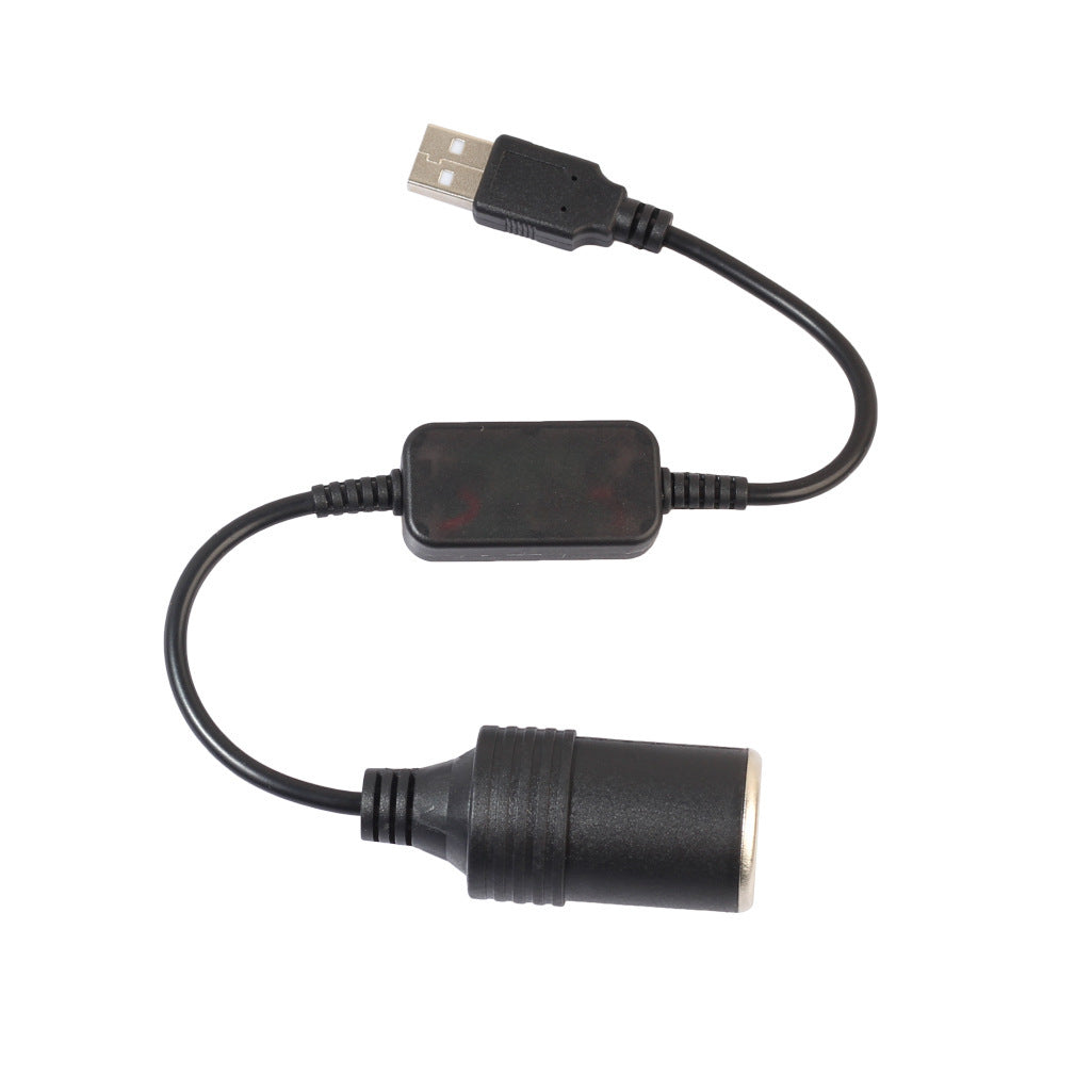 JMT-822922 Black USB to Cigarette Lighter Adapter Cable - Converts 5V USB to 12V Output for Car Accessories