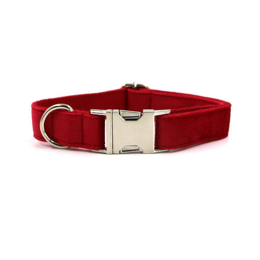 JMT-822922 Plaid Dog Collar with Bow Tie Set in Engraved Velvet - Adjustable Sizes XS to XL