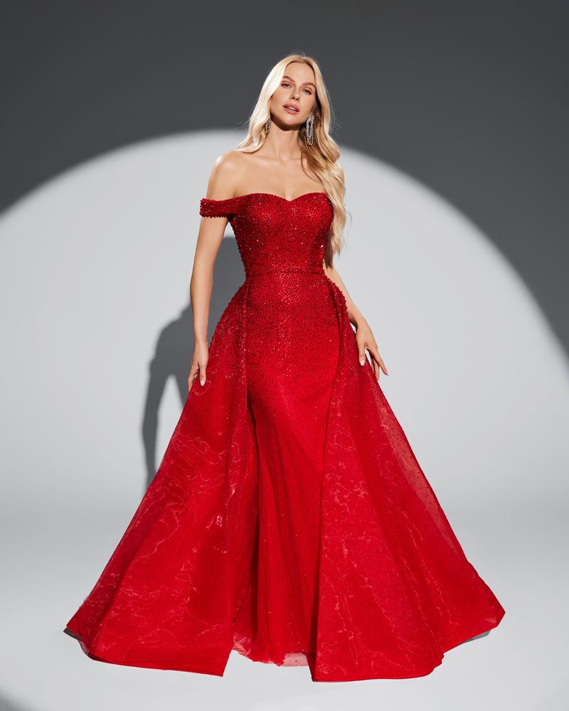 JMT-822986 Elegant Red Evening Dress for Women - Style SH0076