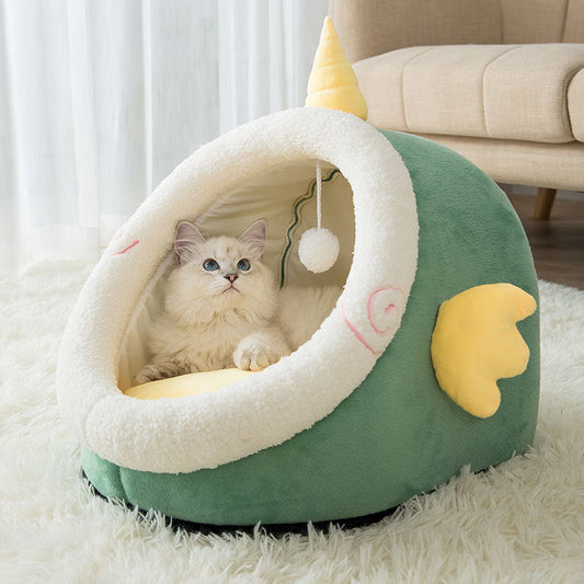 JMT-823050 Animal-Shaped Cat Litter Bed, Semi-Enclosed Design for Warmth in Autumn and Winter