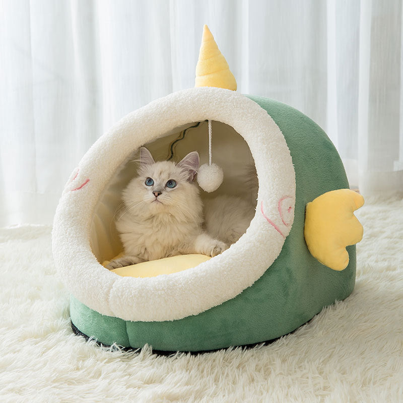 JMT-823050 Animal-Shaped Cat Litter Bed, Semi-Enclosed Design for Warmth in Autumn and Winter