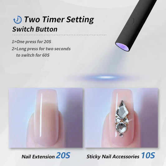 JMT-823050 Portable Mini UV LED Nail Lamp with Adjustable Stand - Rechargeable, 2 Timer Modes for Fast Drying Gel Nails