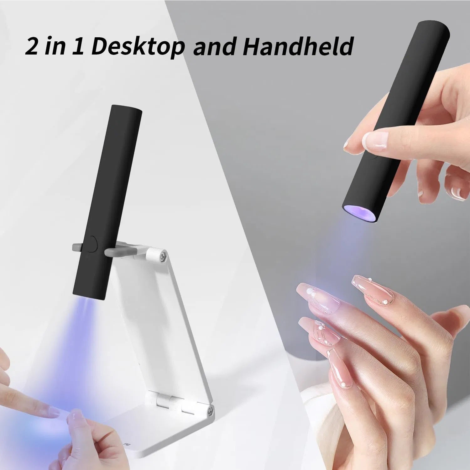 JMT-823050 Portable Mini UV LED Nail Lamp with Adjustable Stand - Rechargeable, 2 Timer Modes for Fast Drying Gel Nails