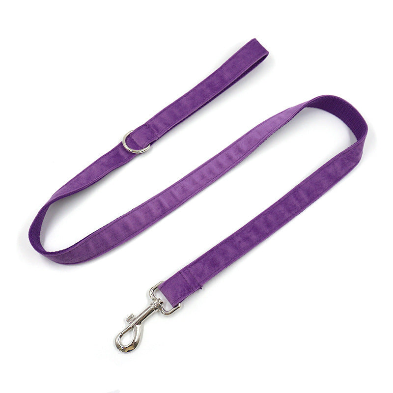 JMT-823242 Purple Velvet Dog Collar and Leash Set with Bow - Available in Multiple Sizes