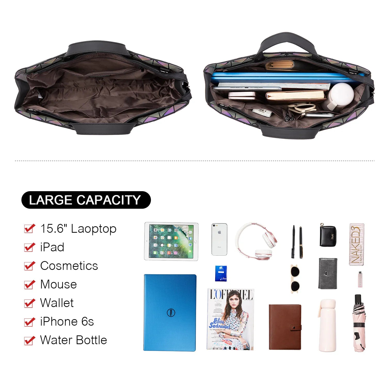 JMT-823562 Luminous Geometric Handbag for Women - Stylish Business Briefcase & Laptop Carrier