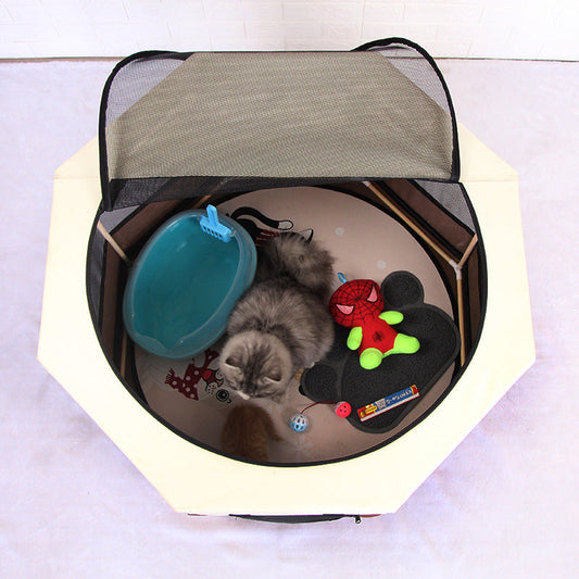 JMT-824202 Solid Wood Frame Octagonal Cat Kennel, Waterproof 600D Oxford Cloth with Scratch Resistance