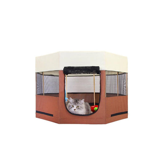 JMT-824202 Solid Wood Frame Octagonal Cat Kennel, Waterproof 600D Oxford Cloth with Scratch Resistance