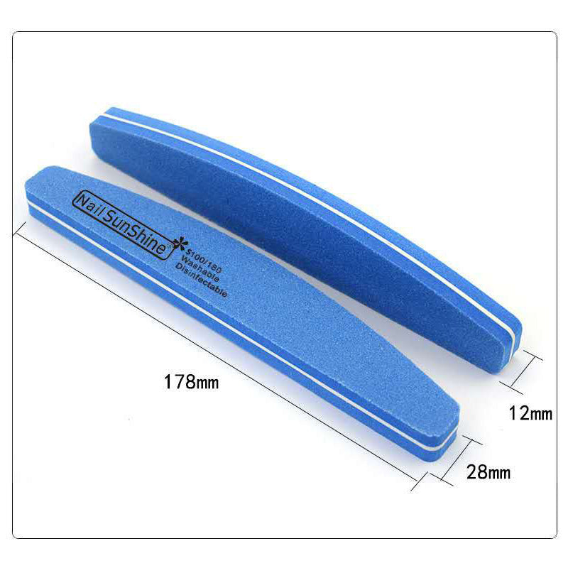 JMT-824202 Sponge Rubbing Waterproof Nail File Double-Sided Half-Moon Manicure Tool
