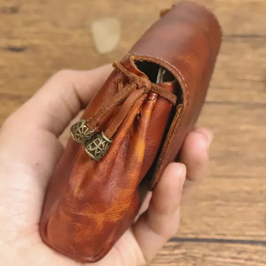 JMT-824266 Retro Leather Zero Wallet for Women - Genuine Cowhide Key Case and Earphone Storage Bag