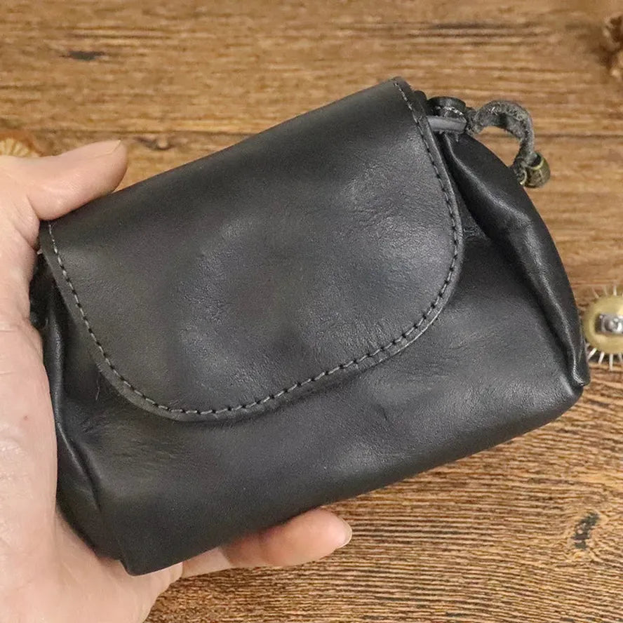 JMT-824266 Retro Leather Zero Wallet for Women - Genuine Cowhide Key Case and Earphone Storage Bag