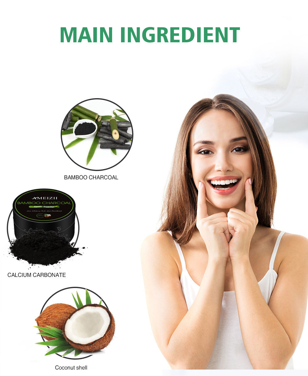 JMT-824330 Bamboo Charcoal Tooth Powder - 30g Food Grade Activated Coconut Shell Charcoal for Whitening and Descaling