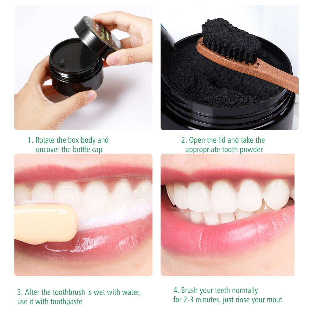 JMT-824330 Bamboo Charcoal Tooth Powder - 30g Food Grade Activated Coconut Shell Charcoal for Whitening and Descaling